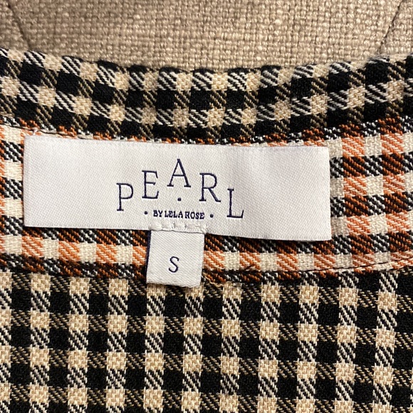 PEARL by Lela Rose Checked Seersucker Shirt Dress size small - Picture 9 of 11